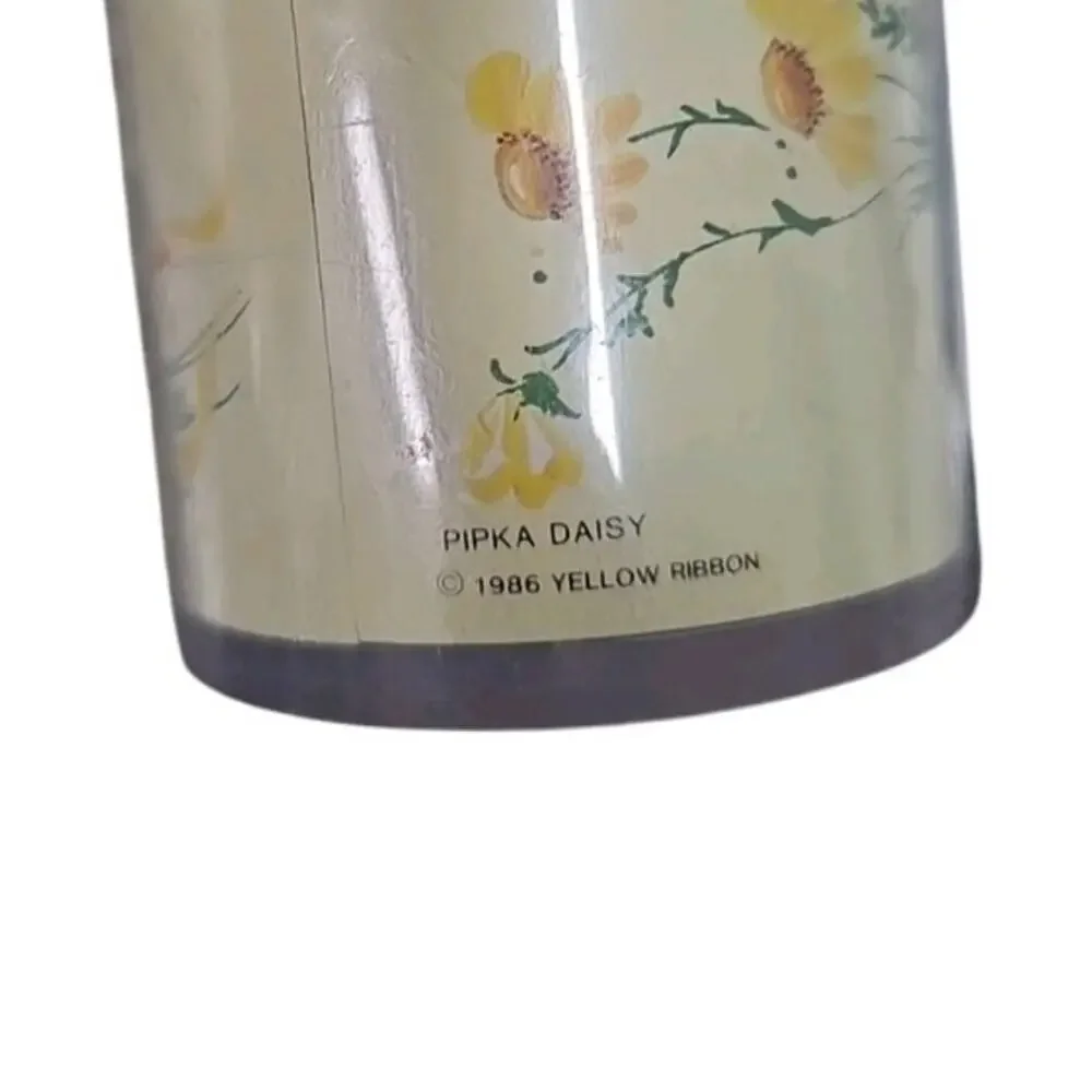 Lot of 4 Vintage Yellow Daisies Floral Drinking Beverage Drinkware Tumblers Cups